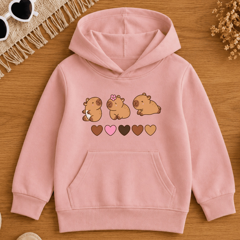 Moletom Canguru Infantil Capivaras Flanelado Capuz  2 Ao 14 Algodão Meninas