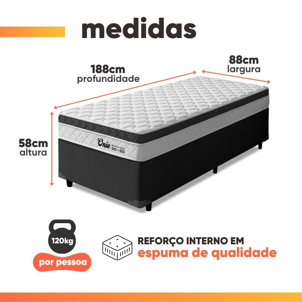 Cama Box Solteiro Espuma Ortopédica Onix D33 88x188x58cm Hellen - Suporta até 120 kg — imagem 2 de 2