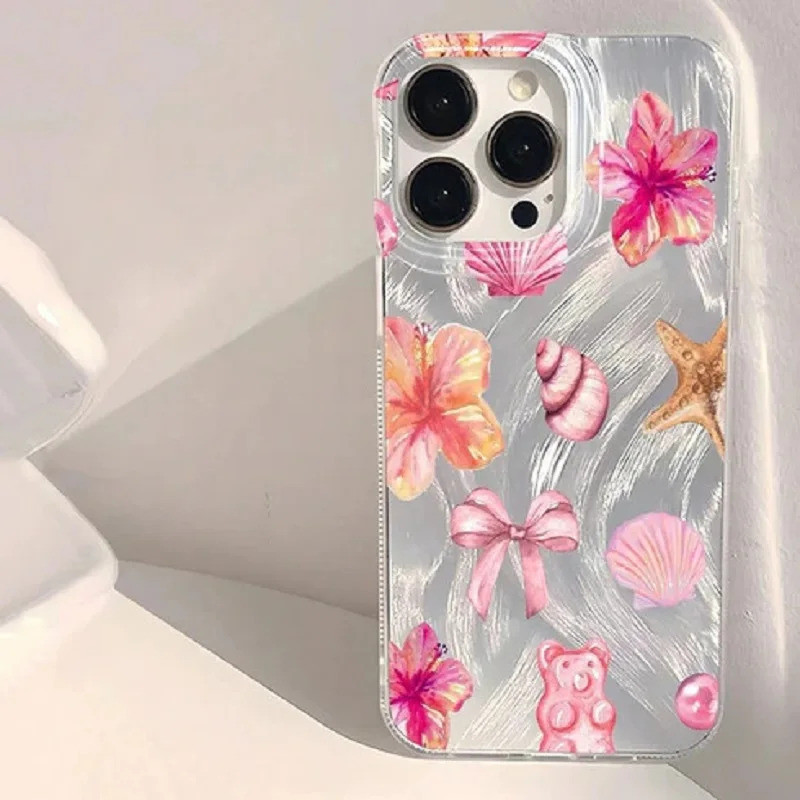 Capa de Telefone com Padrão de Estrela-do-mar e Rosa de Verão para Samsung Galax