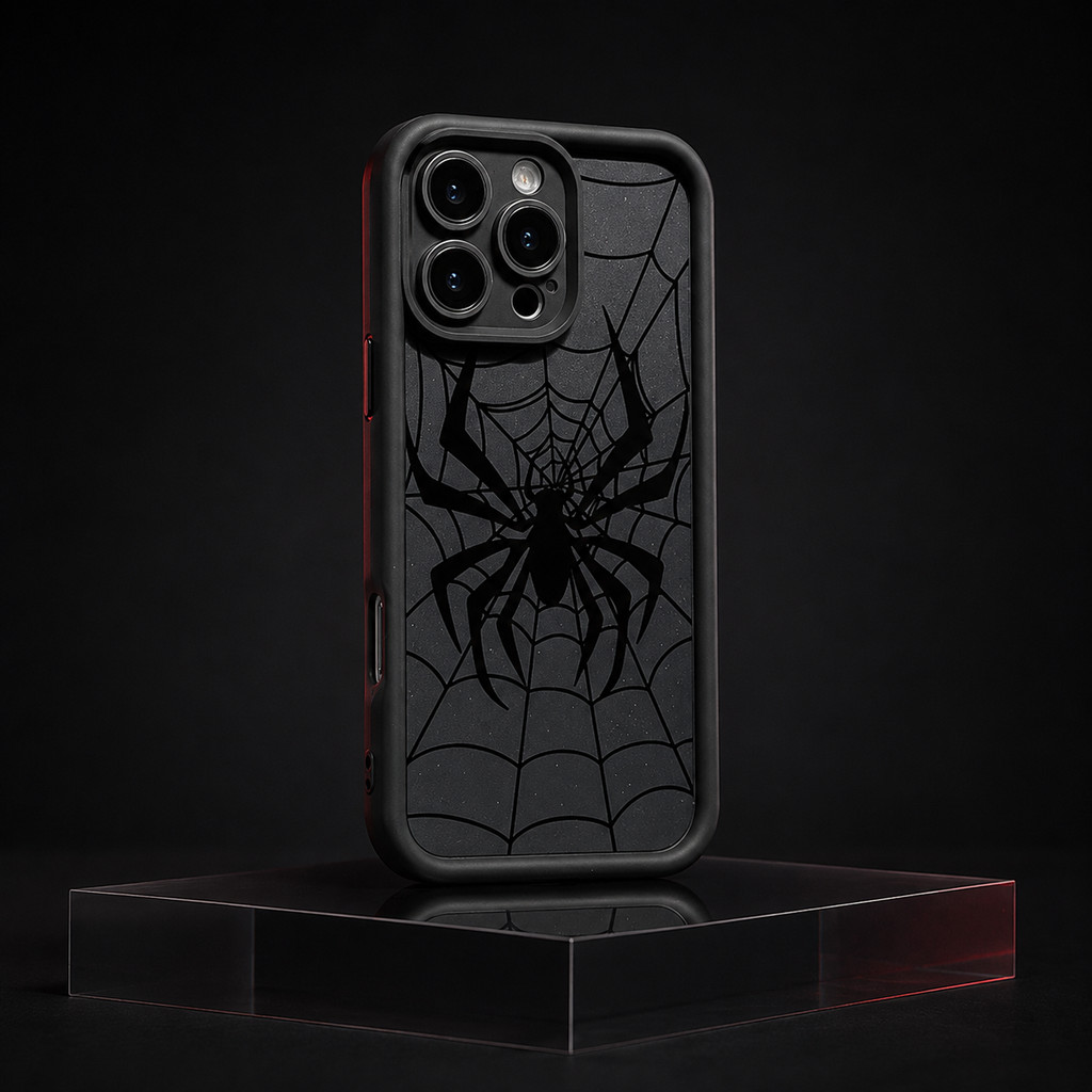 Capa Para iPhone 17 16 15 14 13 12 11 Pro Max Plus Air XR Anti Queda Silicone Softcase Aranha Preta — imagem 2 de 2