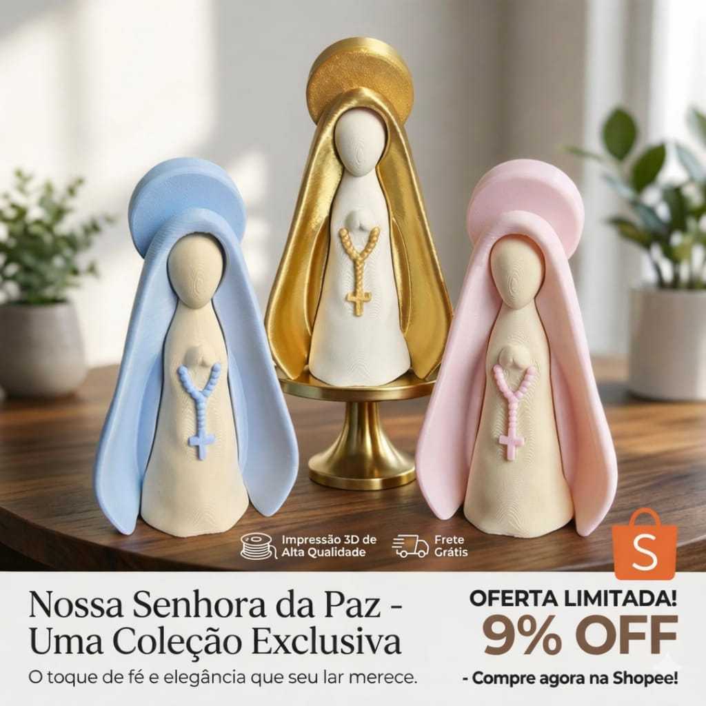 Imagem de Nossa Senhora 15 cm | Estátua Católica | Decoração Religiosa para Casa, Altar e Presente | Impressão 3d