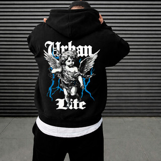 Moletom Canguru Blusa Masculina Streetwear Angel 03 Urban life Blusa de Frio Jaqueta Estampada Inverno