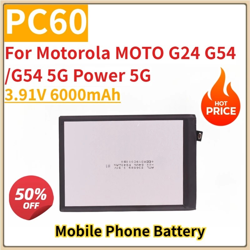 Nova Bateria De Substituição Para Celular PC60 3.91V 6000mAh Motorola MOTO G24 G
