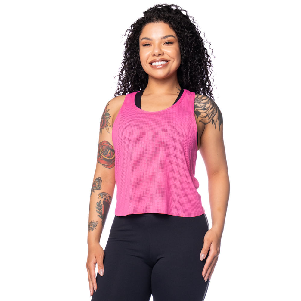 Regata Feminina Estilo do Corpo Dry Rosa Neon