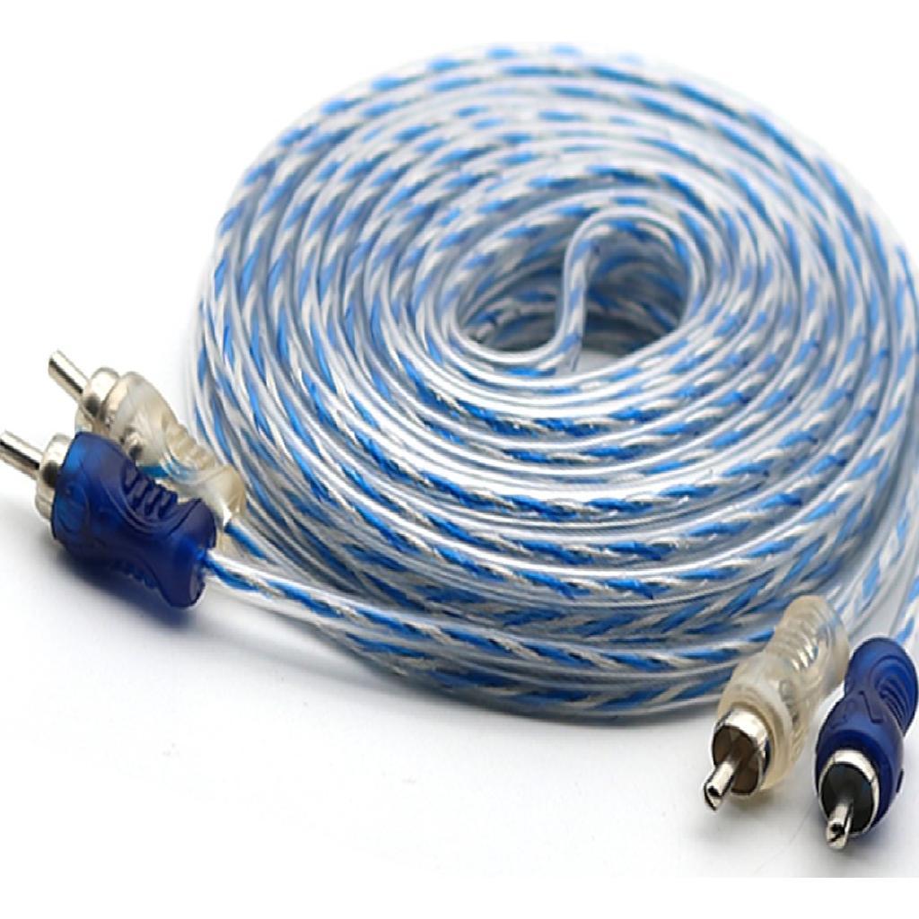 Imagem Cabo Rca 5m Dupla Blindagem Pvc Transparente Plug Niquelado