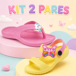 Kit Chinelo Infantil Menina Antiderrapante + Sandália Papete Infantil Menina Confortável Leve Macia