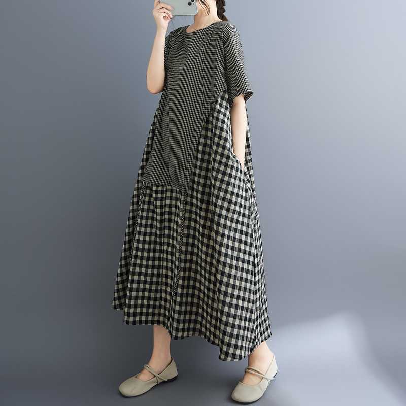 Olhos grandes [Roupas femininas estilo Yamamoto] Vestido de manga curta - Roupas femininas de verão coreano japonês solt