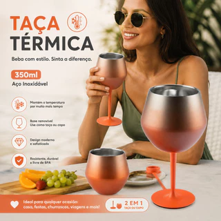 Taça térmica de inox 2 em 1