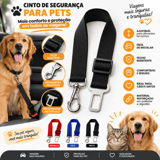Cinto de Segurança para Cachorro com Guia Ajustável para Carro | Reforçado e Seguro