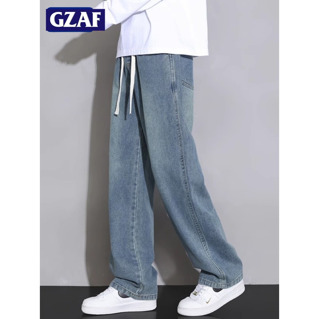 GZAF Forro Engrossado Estudante Jeans Masculino Outono Inverno Solto Calças de Perna Reta Adolescentes Grandes Crianças 