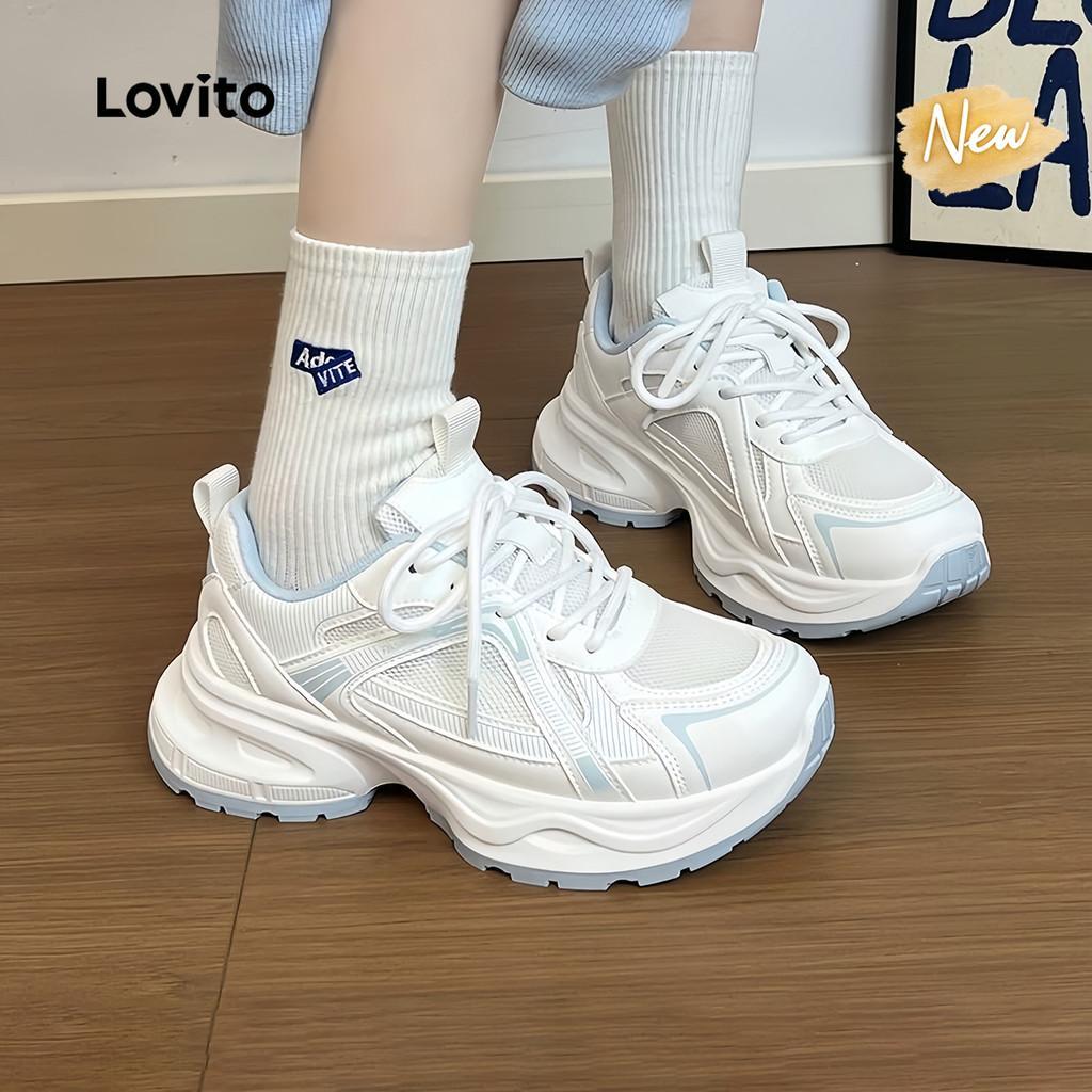 (New Arrival) Lovito  Tênis Casual Sola Grossa Confortável e Estiloso Conforto d