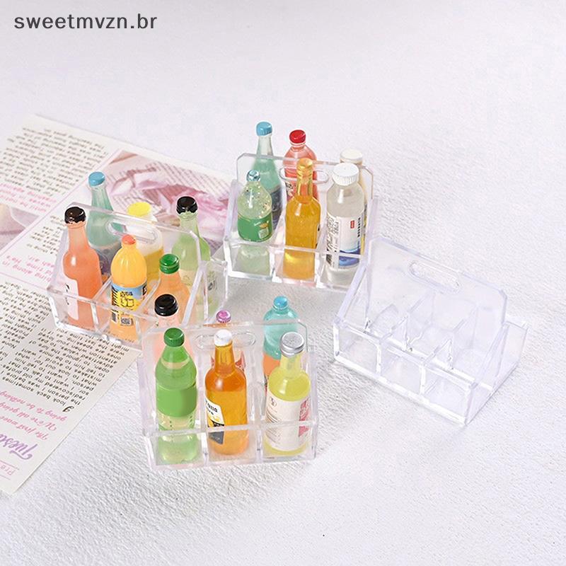 sweetmvzn 2 Pçs/1 Conjunto Mini Garrafa De Bebida Leite Base Cena Decoração Comida Jogar Casa De Boneca Brinquedo Modelo