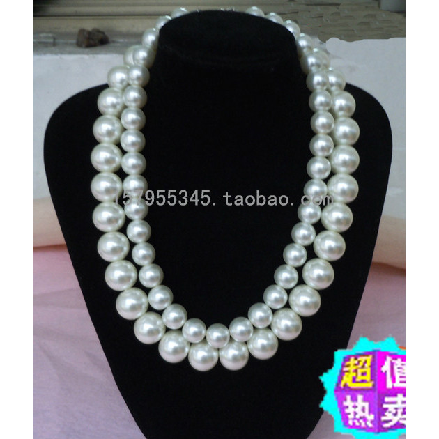 Colar de pérolas redondo 12 14 16mm colar de pérolas simulação de clavícula colar de pérolas de vidro pulseira brincos
