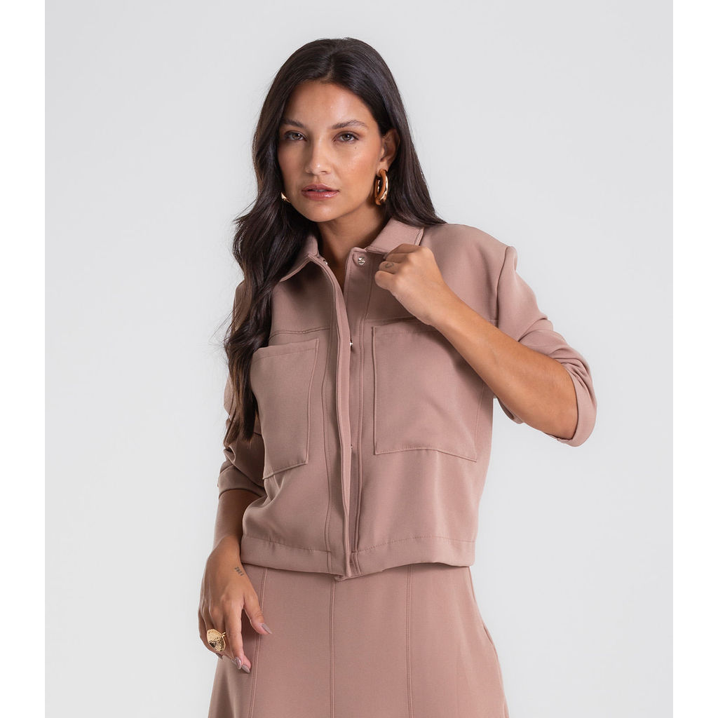Camisa Jaqueta Feminina Alfaiataria Endless Marrom
