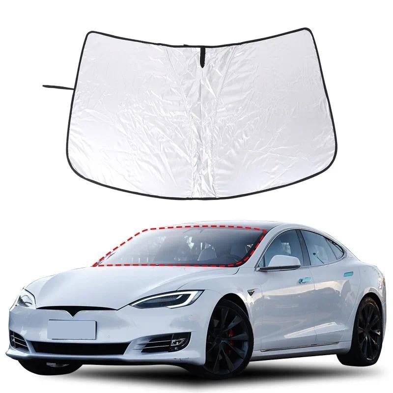 Para Tesla Modelo S 2017-2025 Fita Prata Viseira Do Carro Protetor Solar Janela Sun Sombra Blocos Guarda-Sol Acessórios 