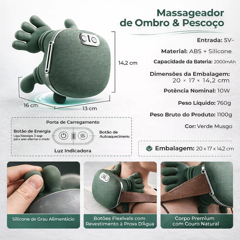 Massageador de Pescoço e Ombro com 8 Pontos — foto 10
