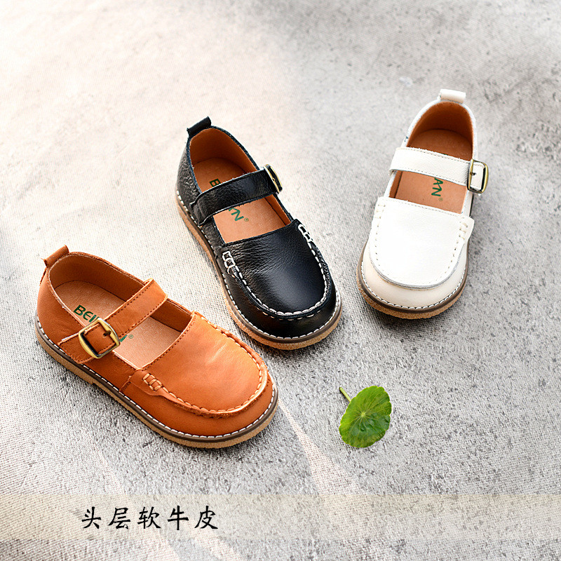 Couro genuíno meninas versão coreana Retro único sapatos princesa Berran primavera outono sapatos de couro pequena Lolit