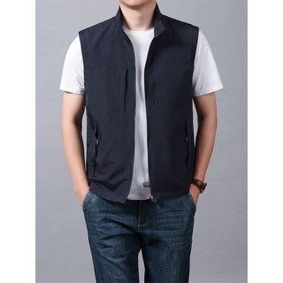 Colete ao ar livre masculino verão fino gola alta solto colete sem mangas jaqueta Casual Multi-bolso colete masculino
