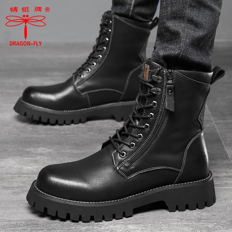 Libélula marca inverno masculino couro genuíno Martin botas estilo britânico ferramentas de alta qualidade na moda motoc