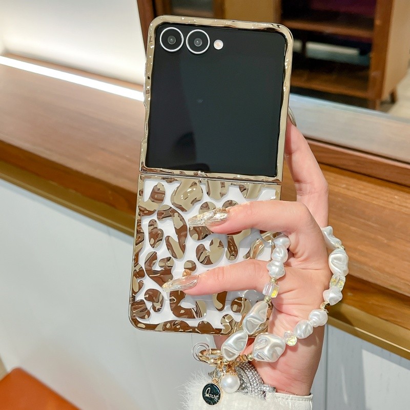 Ondas De Água Banhado A Textura De Leopardo Embalagem Para Samsung Galaxy Z Flip