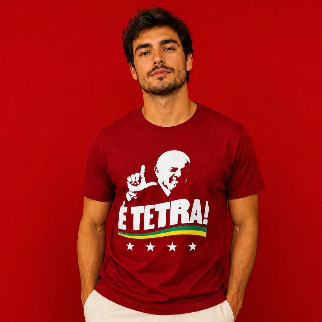 Camiseta Estampa Lula É Tetra Brasileira Unissex Feminino Masculino 100% Algodão Premium Nova Coleção