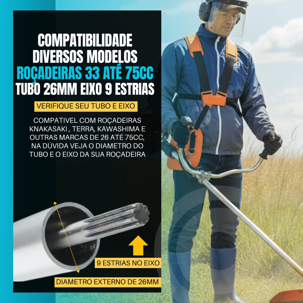 Acoplamento Embreagem Roçadeira 43/52CC Tubo 26MM 9 Estrias — imagem 2 de 2