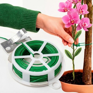 Rolo De Arame Plastificado Encapado Verde Multiuso Com Cortador 50m Jardinagem Lacre Fecho Embalagem