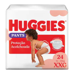 Fralda Huggies Pants Roupinha Proteção Acolchoada Tamanho XXG Pacote Mega 24 Unidades Descartáveis