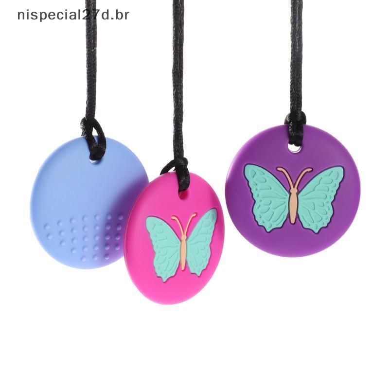 NIS Borboleta Mastigar Nelace Para Autismo Tdah Mordendo Sensorial Criança Silicone Mordedor Brinquedo BR