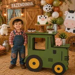Mesa Fake Trator MDF para Bolo e Decoração de Festa
