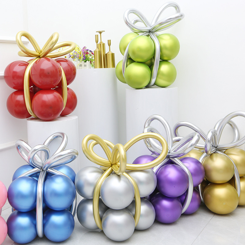 Decoração de aniversário do bebê arranjo balão de Metal tira longa pacote de presente decoração DIY crianças festa cena 