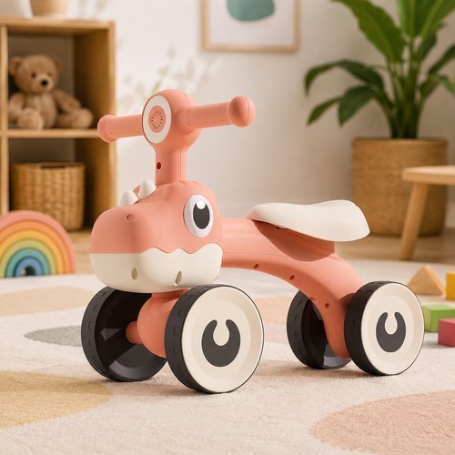bicicleta de equilíbrio Bike dino motoca Infantil Rosa Quatro Rodas Luz Segurança Ate 25kg Estabilidade