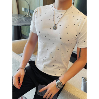 2026 camiseta masculina de manga curta estrela polvilhe pó de manga curta camiseta masculina verão novo estilo Slim-F
