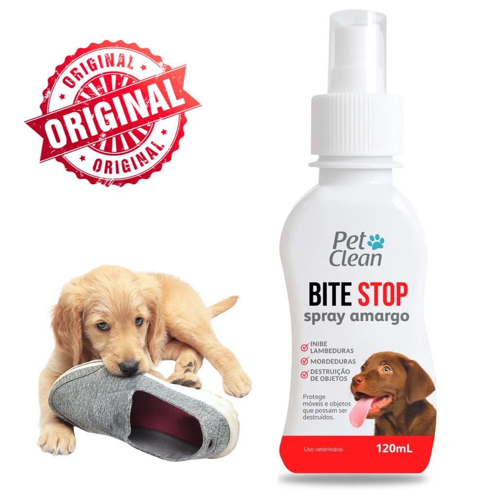 Spray Amargo Adestrador Bite Stop Pet Clean 120ml Anti Lambida e Mordedura Educador para Cães e Gatos Não Tóxico