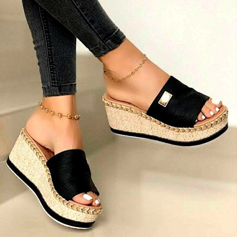 Chinelos Femininos Tendência Sapatos De Cunha Antiderrapante Confortável Sandálias De Praia Plus Size Sandalias De Mujer
