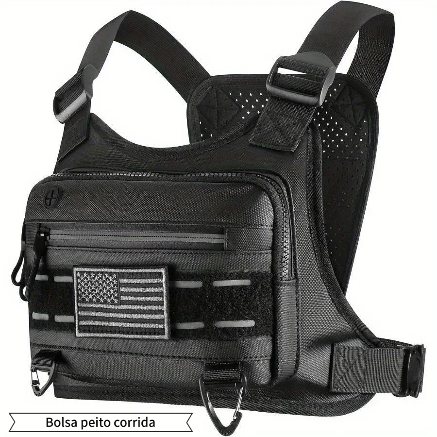 Colete à Prova d'Água Unissex para Peito - Bolsa para Corrida Esportiva ao Ar Livre (Preto)