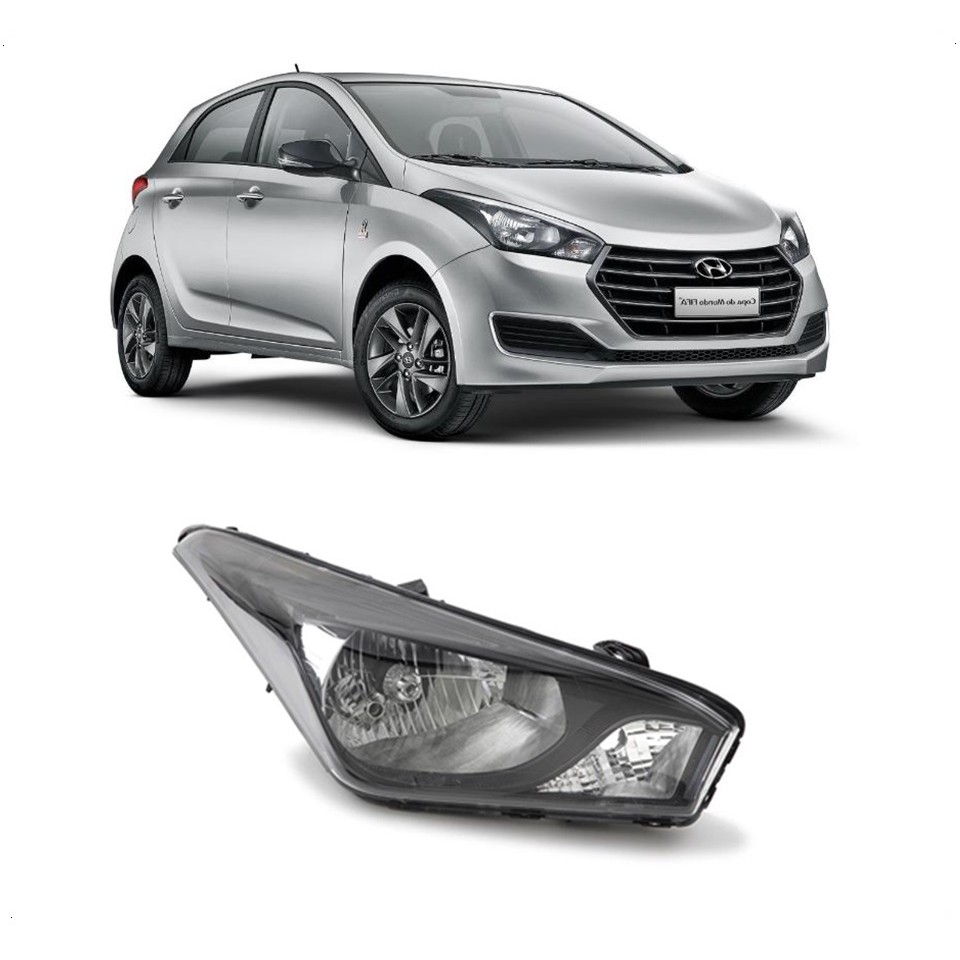 Farol Hyundai Hb20 Hb20x Hb20s 2012 Em Diante Lado Direito Com Mascara Negra / Arteb — imagem 2 de 2