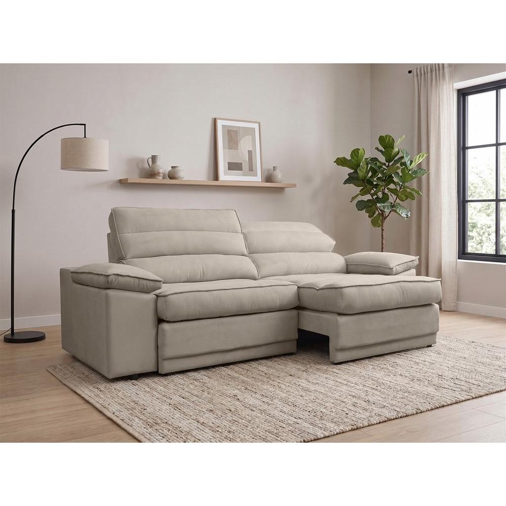 Sofá Niko 2,30m Com Molas Retrátil Reclinável  Velosuede - NETSOFAS