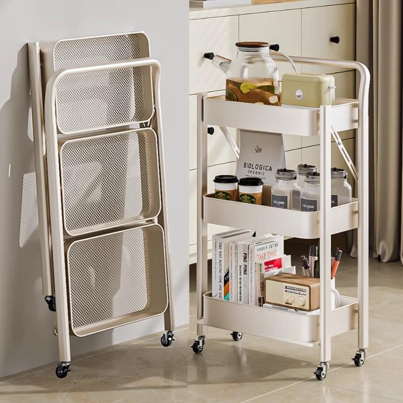 Prateleira dobrável carrinho estante brinquedo lanche Rack mesa dormitório casa Multi-camada móvel armazenamento de piso