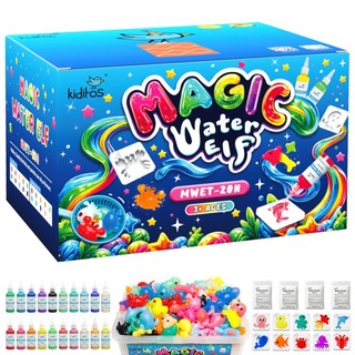 Kit de Brinquedos Kiditos Magic Water Elf com Géis Mágicos e Moldes – Criador de Squishies, Brinquedos Sensoriais, Anima