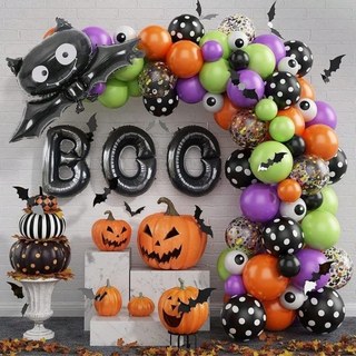 Festival fantasma Halloween BOO tema festa balão sala de estar atmosfera decoração cena arco decoração conjunto filme al