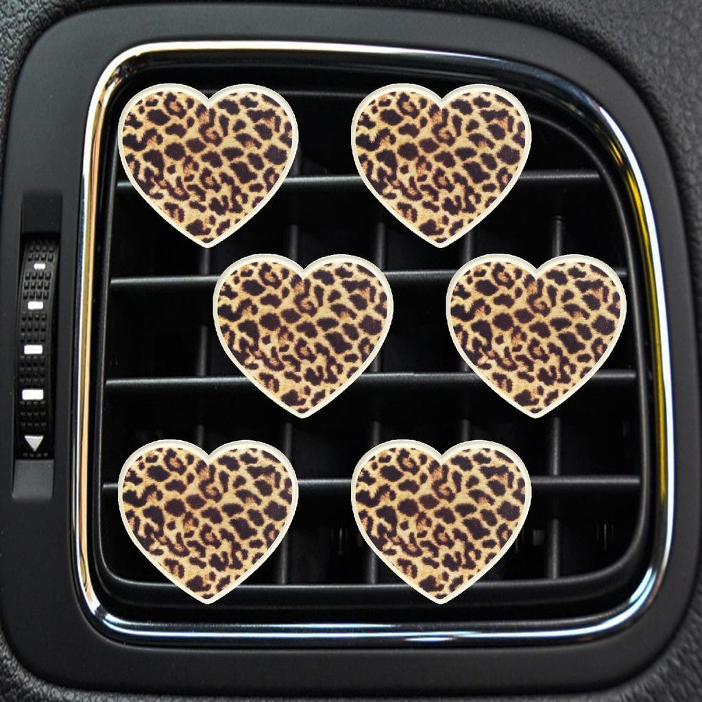 Clipes De Ventilação De Ar Com Estampa De Leopardo , Ambientadores De Carro Coração De Amor , Condicionado , Difusor , D