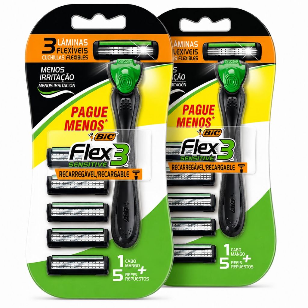 Kit Bic Flex3 Hybrid Sensitive com 2 unidades