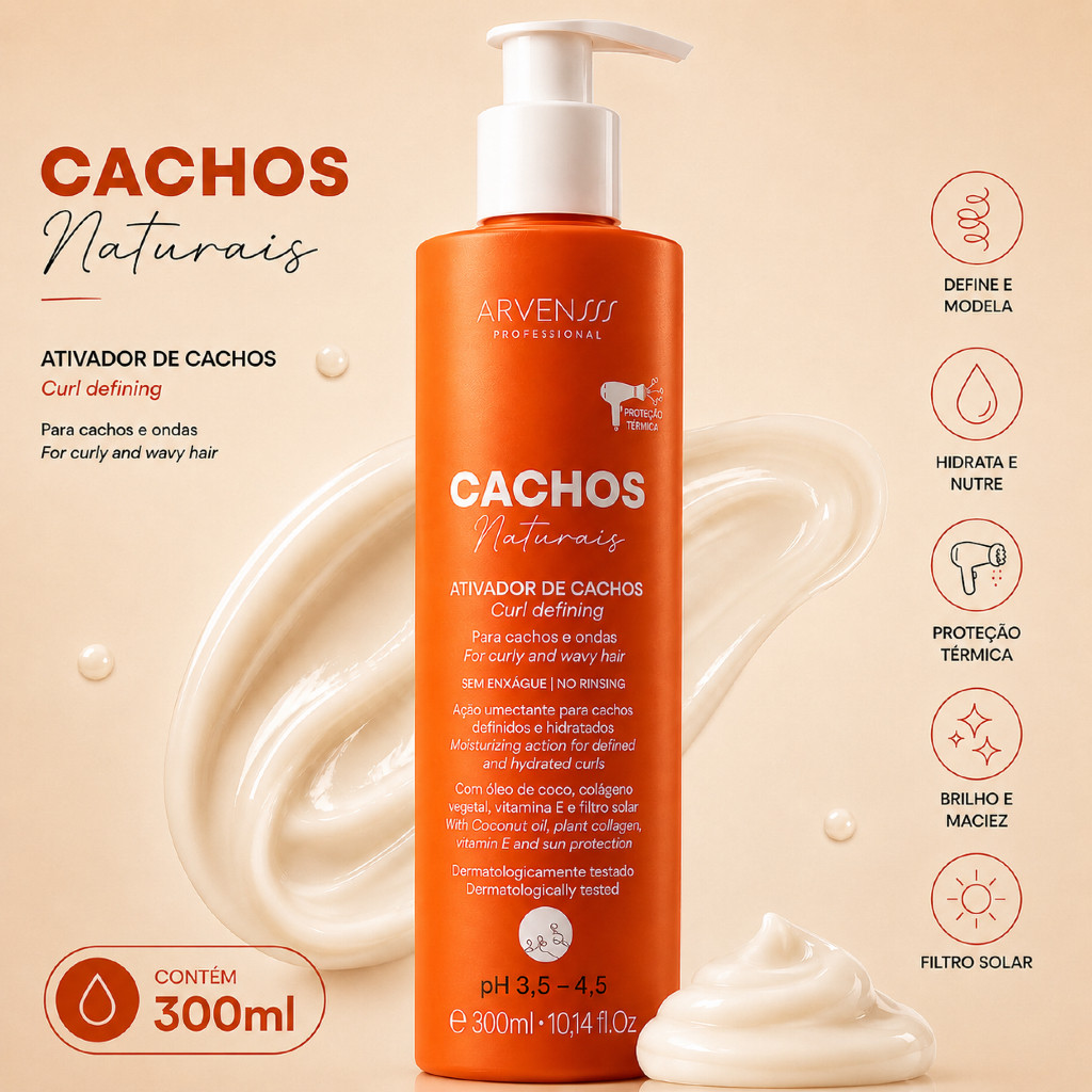 Ativador de Cachos Ondulados e Cacheados Arvensis 300ml Creme