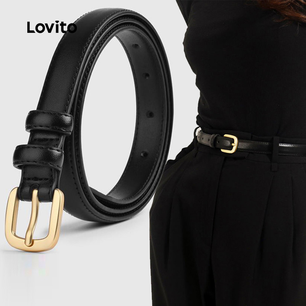 (New Arrival) Lovito Cinto Elegante Liso Minimalista De Cor Sólida Para Deslocações BTD001BR018 — imagem 2 de 2