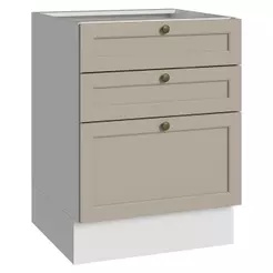 Balcão de Cozinha 60 cm 3 Gavetas (Sem Tampo) Branco/Crema Vik Madesa