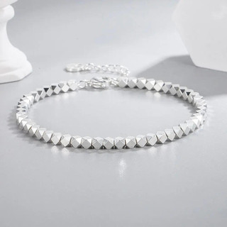 Pulseira feminina de prata esterlina 925, com design luxuoso e esferas irregulares brilhantes, C8QW.