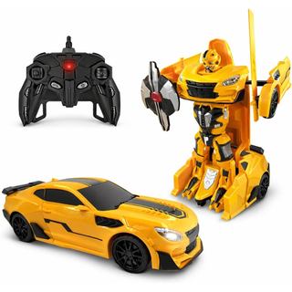 Carro Robô Transformável RC para Crianças, Brinquedo de Controle Remoto, Presente para Meninos de 8 a 13 Anos, Amarelo