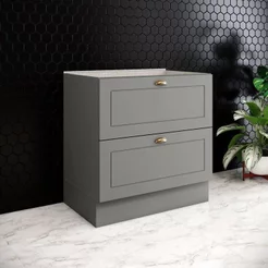 Balcão 80cm 100% MDF com 02 Gavetas Cinza Americana Cinza