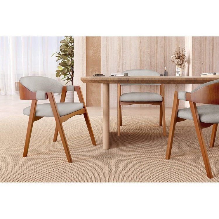 Kit 2 Cadeiras para Mesa de Jantar Gaia Yescasa Cinza Linho Cinza